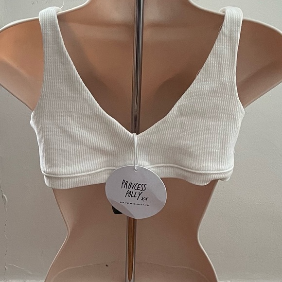 NWT Princess Polly So Simple white ribbed lined bralette, size 6 athleisure - Picture 8 of 15